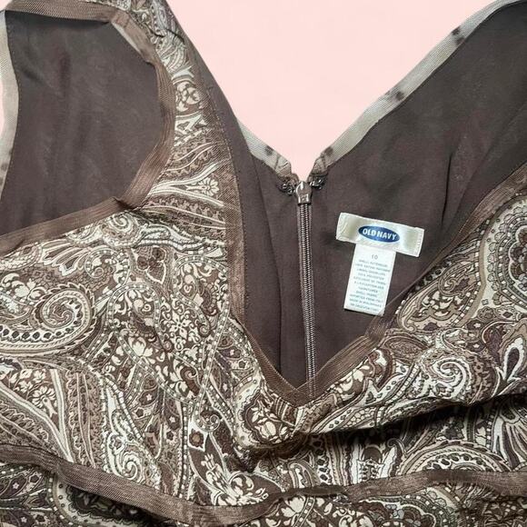 Vtg brown paisley dress old - Picture 3 of 4